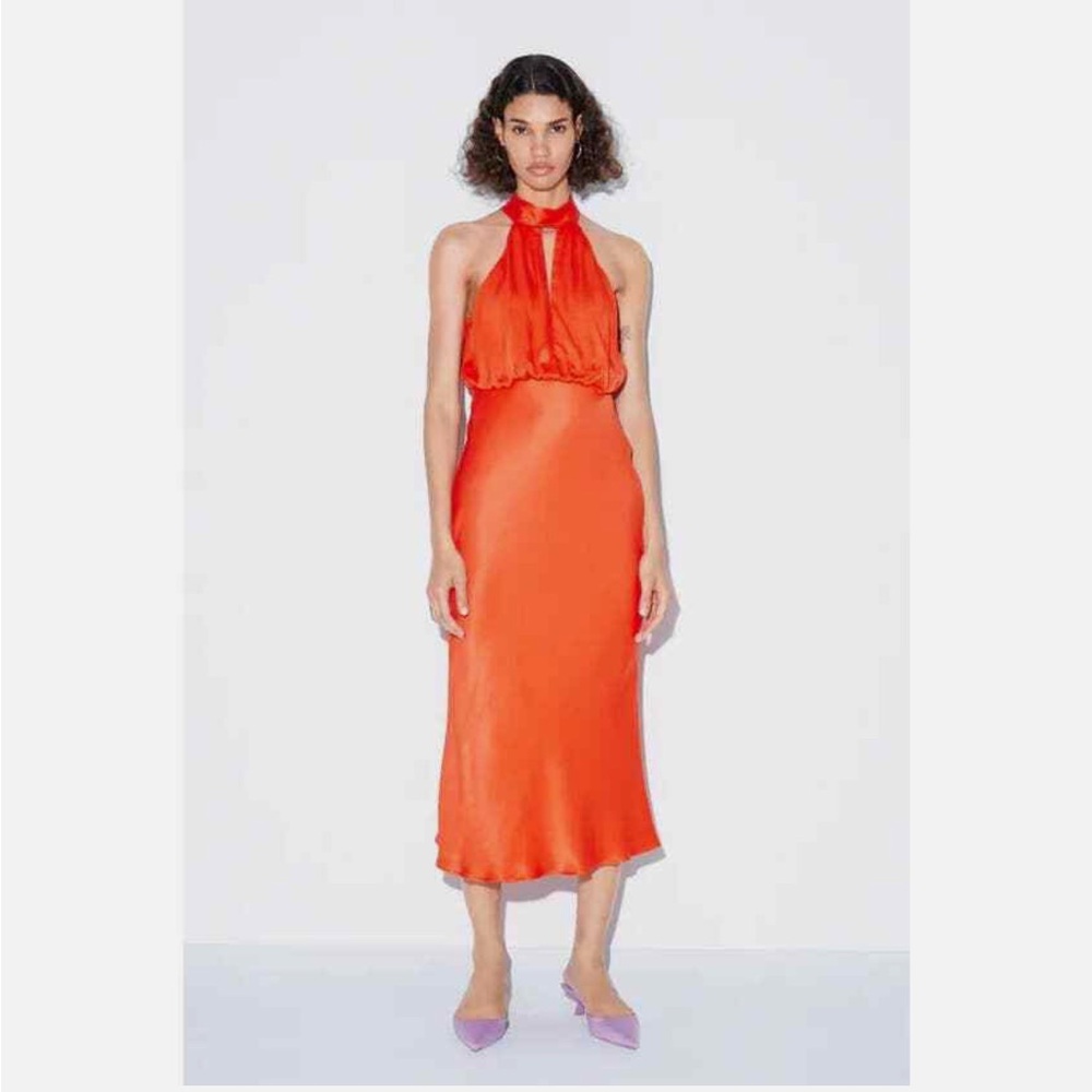 ZARA Orange Halter Dress